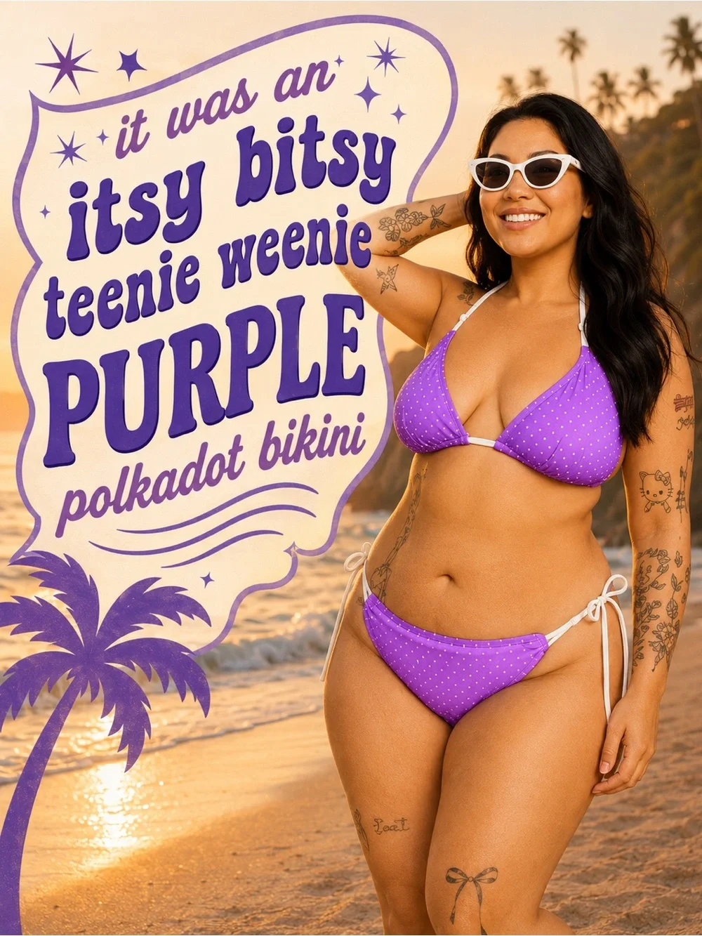 Torrid Retro Purple & White Polkadot String Bikini Swimsuit, 1X, NWT!